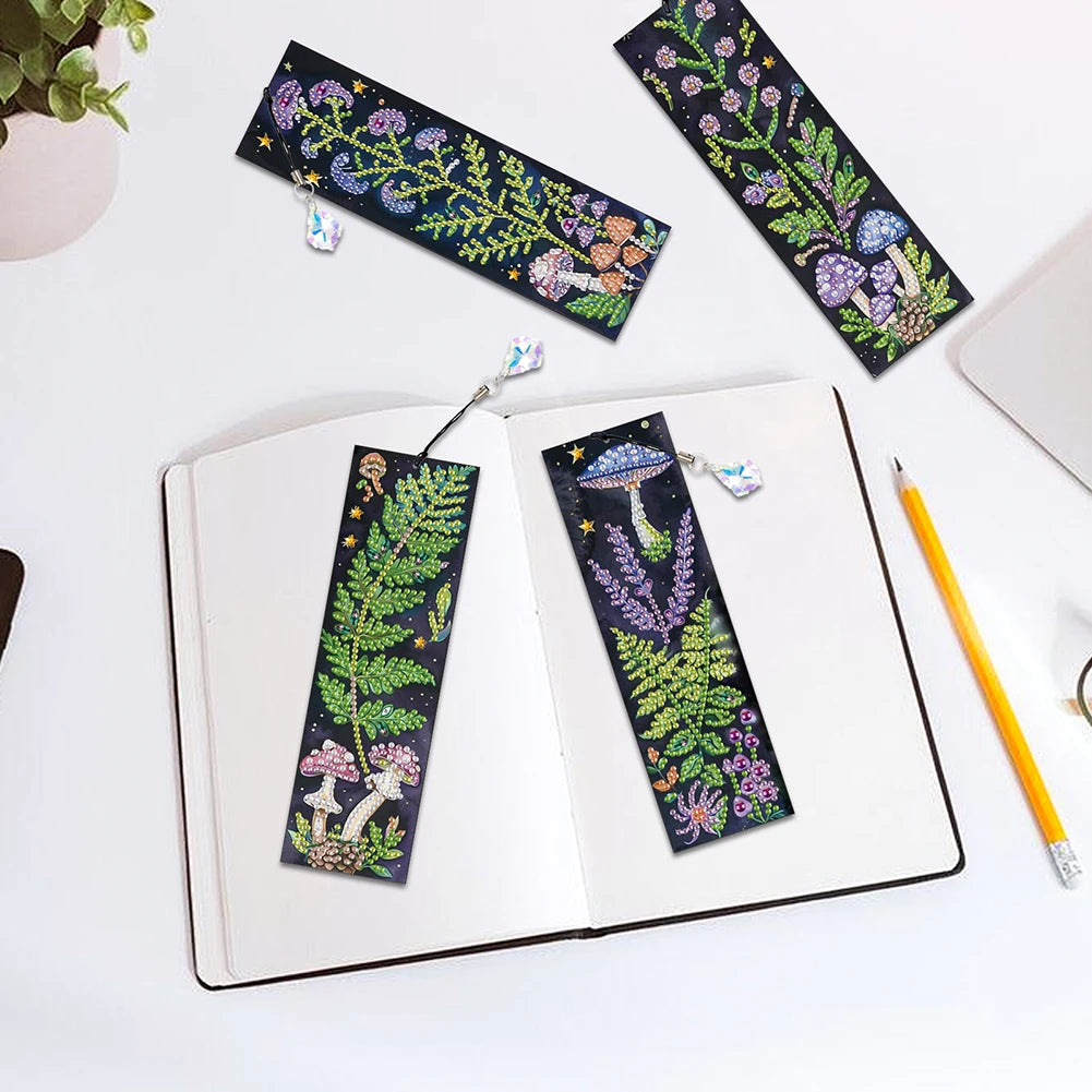 4Pcs Special Shape Book Dinosaur DIY Bookmarks Diamond Painting Kits Diamond Painting Bookmark Making Kit for Adults Beginners