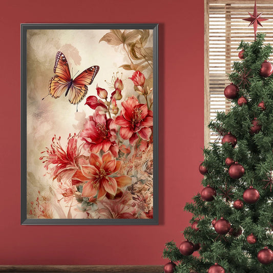 5D DIY Full Round Drill Diamond Painting Vintage Butterfly Flower Kit Home Decor