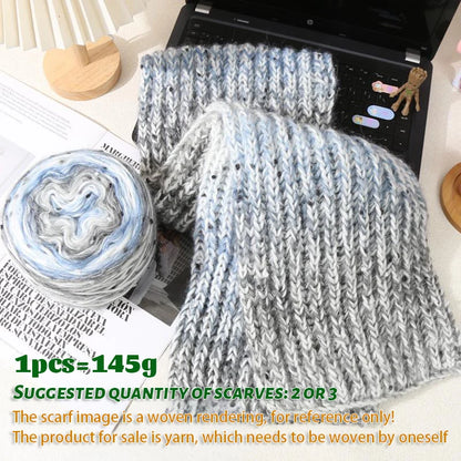 145g couple scarf yarn color dot bean gradient long dyeing hand woven men's and women's fashionable scarf hat yarn ball