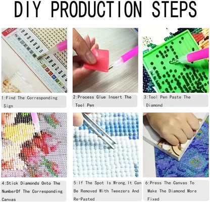 DIY Hummingbird Diamond Painting Kit for Adults, 5D Full Drill Round Dots Art Craft Home Wall Decor 14x14 Inch