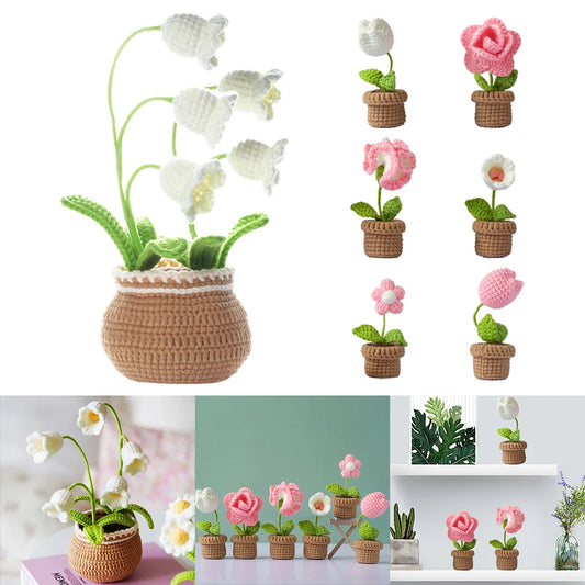 Cute Flower Crochet Starter Kit with Video Tutorials Handmade Flower Knitted Kit Sewing Flower Kit DIY Knitting Supplies
