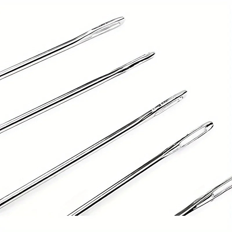 55-Piece Stainless Steel Hand Sewing Needles Set, Large Eye Needles for Embroidery & Sewing, Multi Sizes, White Packaging, Non-R