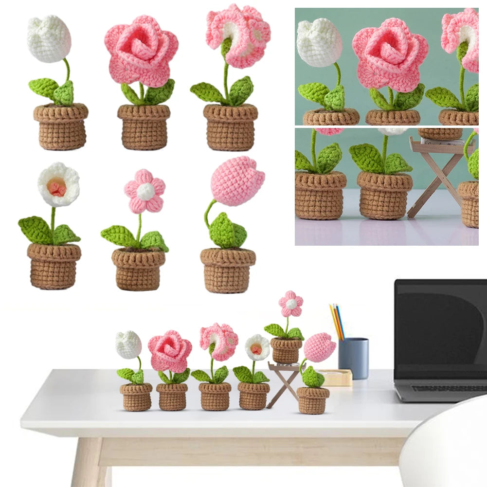 Cute Flower Crochet Starter Kit with Video Tutorials Handmade Flower Knitted Kit Sewing Flower Kit DIY Knitting Supplies