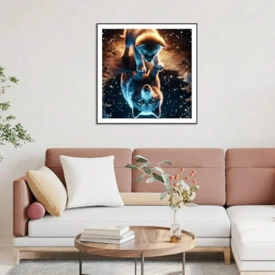 Dog And Wolf Diamond Painting Kits For Adults Diamond Art Kits For Beginners 5D Round Diamond Dots Gem Art Craft For Home Wall