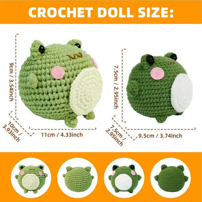 Frog Crochet Animal Kit Starter Crochet Hook Set Complete Crochet Set Include Yarn Eyes Stuffing Crochet Hook For Beginners And