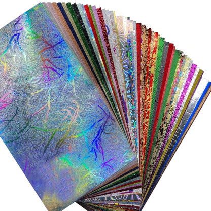 50 Sheets A5 A6 Glitter Paper Assorted Holographic Textured Scrapbook Embossed Cardstock Colorful DIY Art Craft Greeting Cards