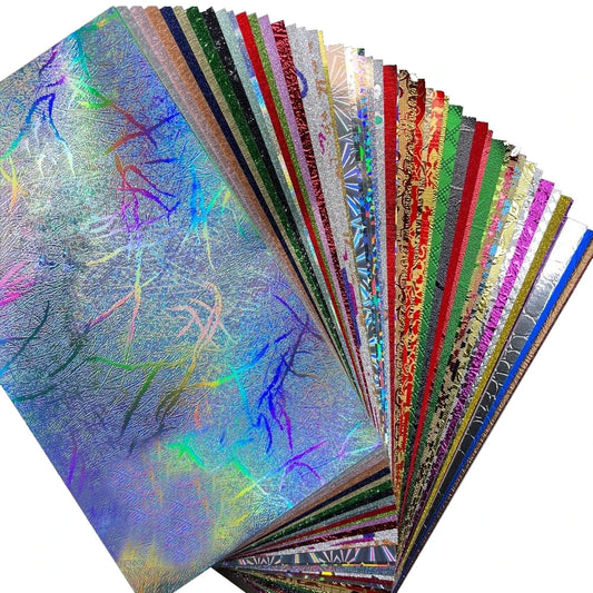 50 Sheets A5 A6 Glitter Paper Assorted Holographic Textured Scrapbook Embossed Cardstock Colorful DIY Art Craft Greeting Cards