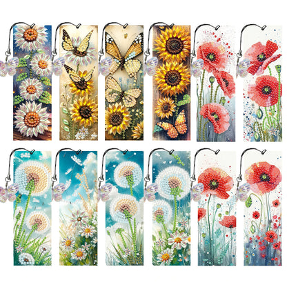 12Pcs Animal Landscape DIY Diamond Bookmark Art Projects