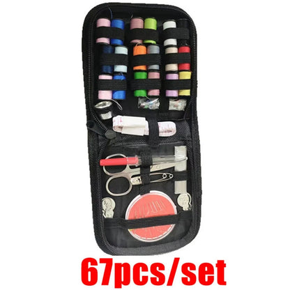 172/27pcs/set Sewing Kit with Threads Needles Scissors Tape Measure Buttons Storage Bag Portable Travel Sewing Box Tools