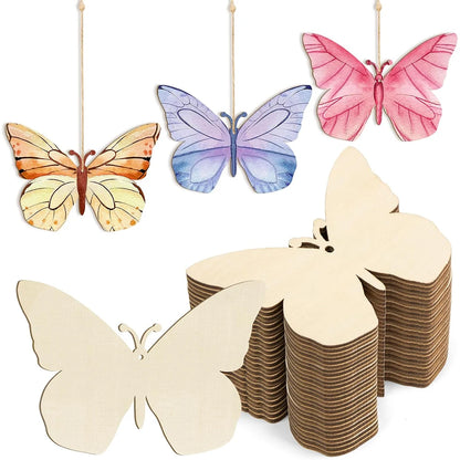 10pcs Wooden Flower  Hanging Ornaments for DIY Crafts