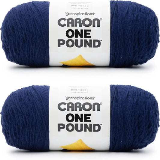 Midnight Blue Acrylic Yarn - 2 Pack, 454g Each, Worsted Weight for Knitting and Crochet Projects
