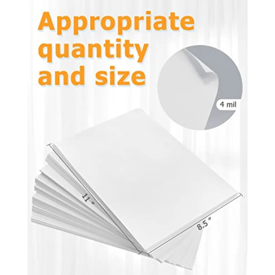 Premium Printable Vinyl for Inkjet Printer Sticker Papers Matte 8.5''x11'' Waterproof White Lables Decal Paper for Cricut