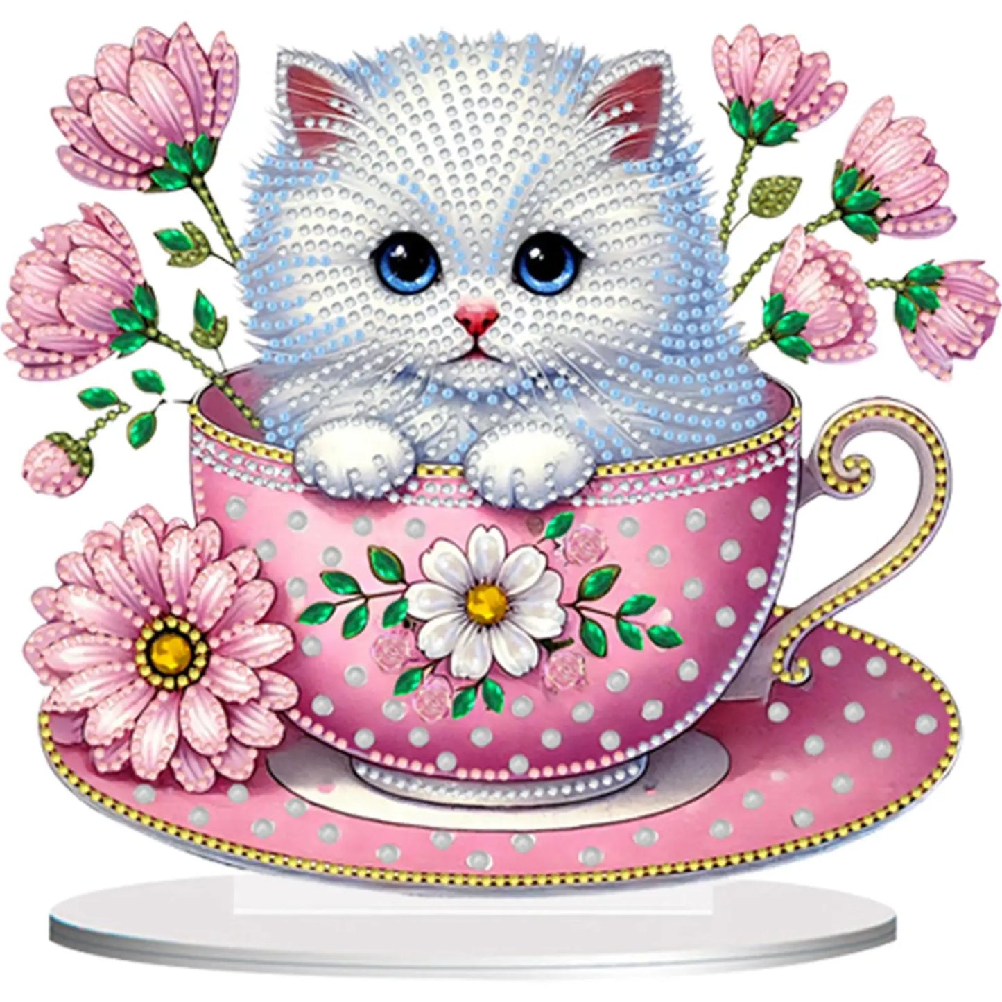 2D/Flat Teacup Cat DIY Diamond Painting Tabletop Ornaments Kit