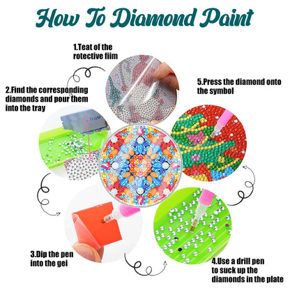 6PCS Diamond Painting Crafts Coaster Small Monster Acrylic Butterfly Washable with Holder for Adults  Beginner Gift Supplies