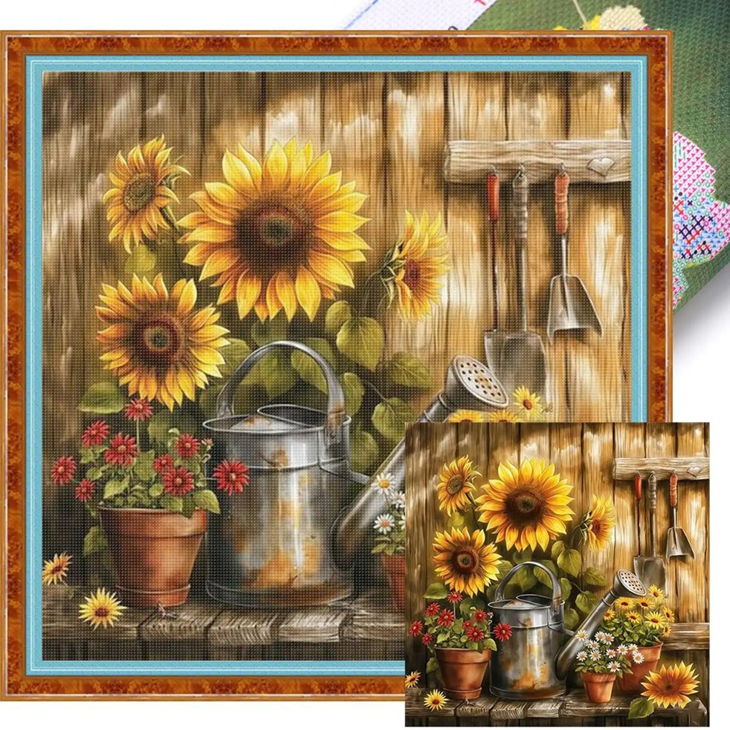 Scenery Printed Cross Stitch Kit 40x40cm DIY 11CT Embroidery Craft Set Decor