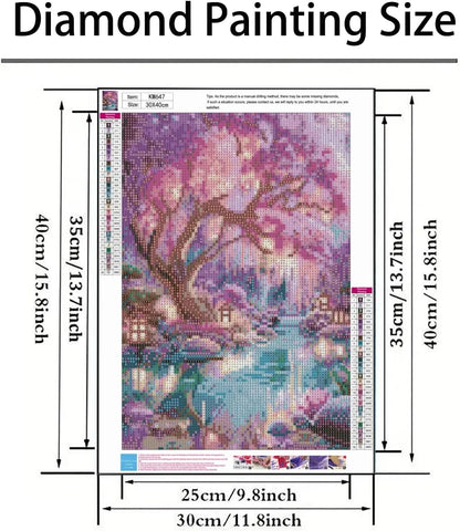 Glowing Forest Diamond Painting Kit for Adults, 5D DIY Art with Full Round Drills, 13.8x13.8 Inch Home Decor