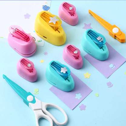 9pcs Craft Hole Punch Shapes Set, Creative DIY Puncher Craft Set with Scissors for Scrapbooking, Paper Punches Tool