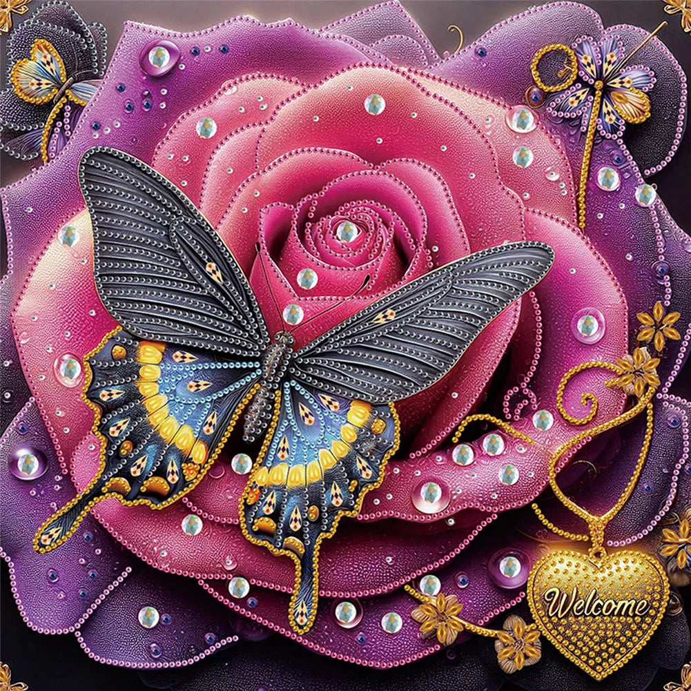 4Pcs 40x40cm Flower 5D DIY Special Shape Crystal Partial Diamond Painting Kit