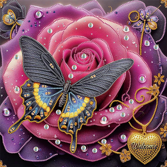 4Pcs 40x40cm Flower 5D DIY Special Shape Crystal Partial Diamond Painting Kit