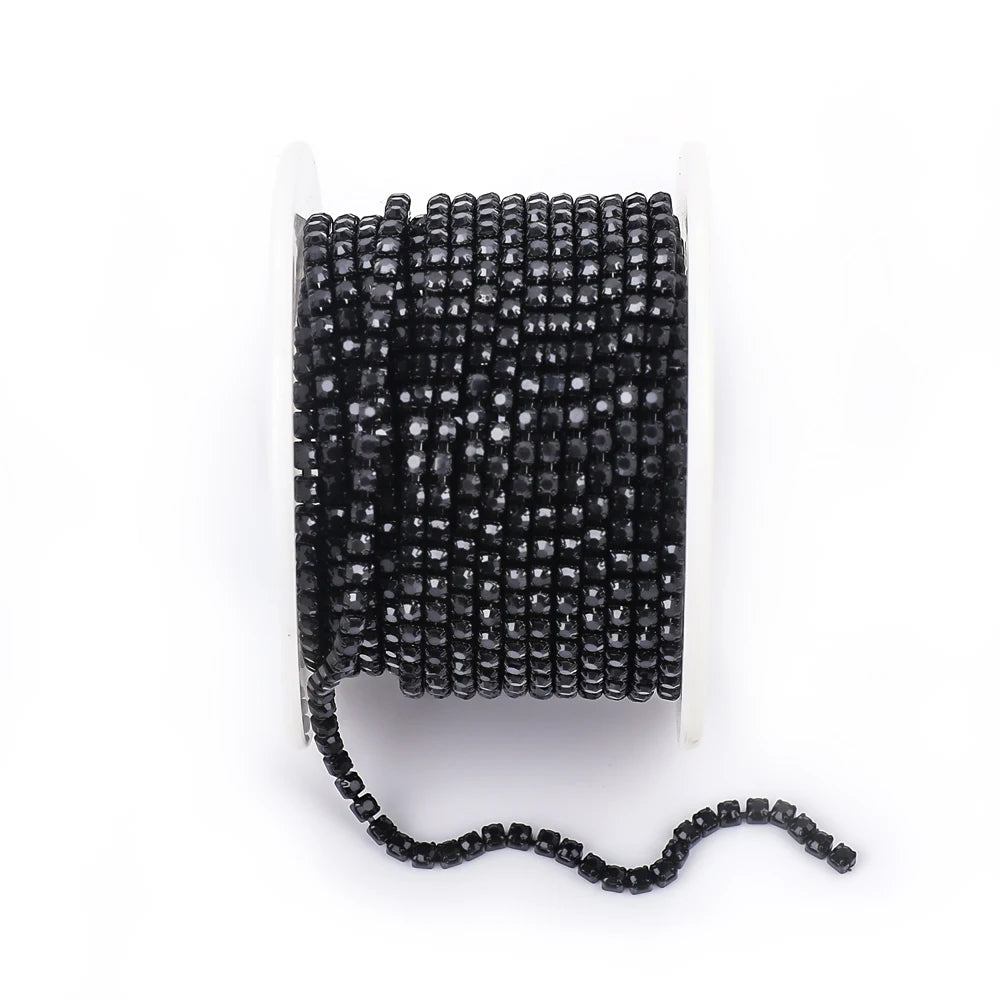 SS6 SS8 SS12 Sewing Red Glass Rhinestone Chain Trim Strass Cup Chain Crystal Ribbon Banding For Clothes DIY Crafts
