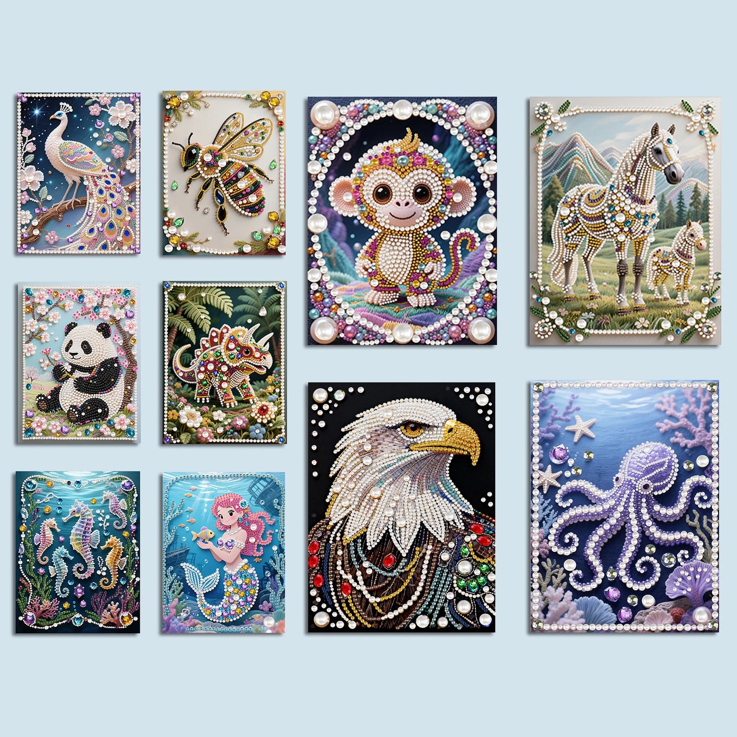 Animal Special Shaped 5D DIY Partial Drill Pearl Gem Diamond Art Painting Kit for Adults Beginners Home Decor 11.81x15.75in