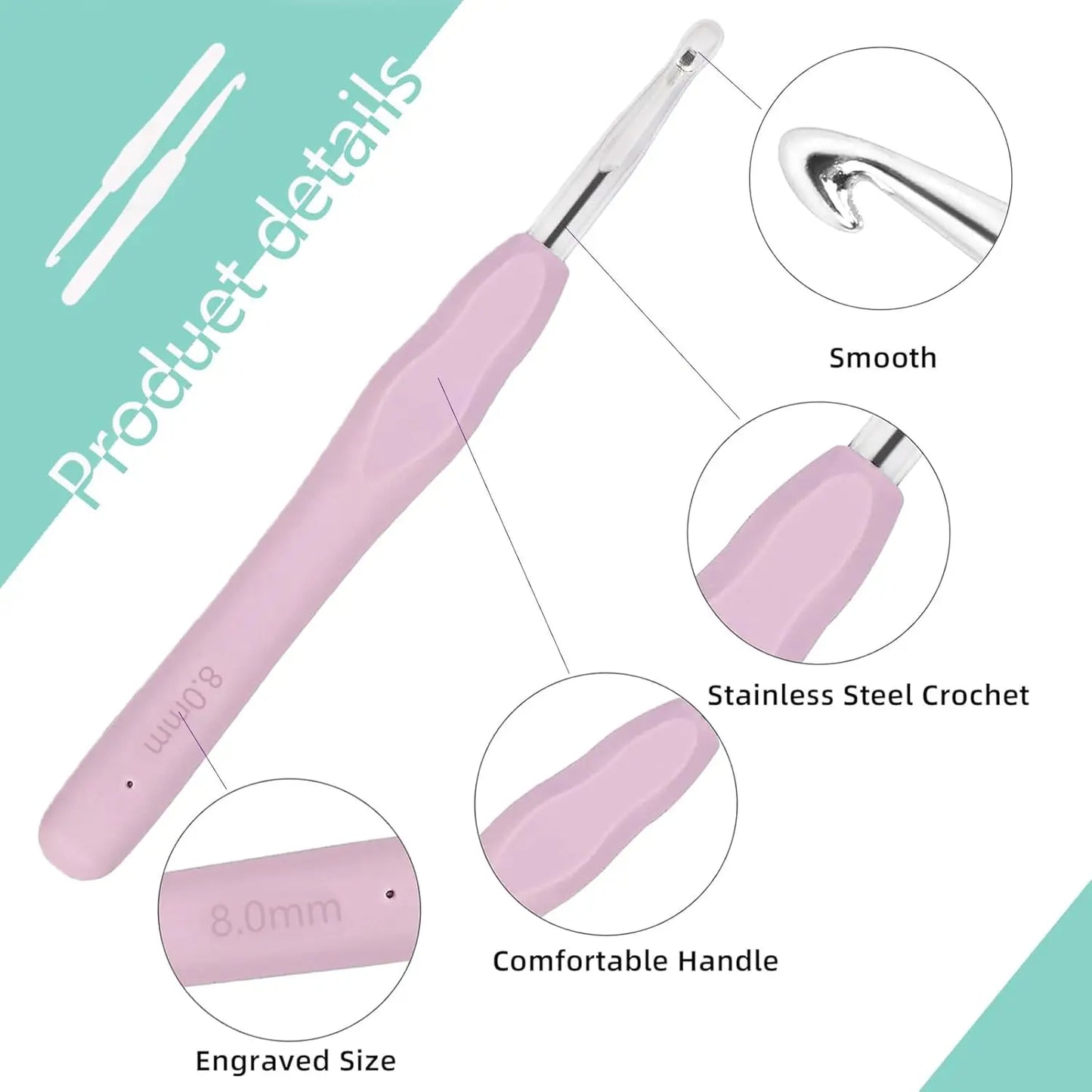 11-Size Crochet Hook Set with Soft Handle, Case, and Accessories for Beginners Knitting Kit