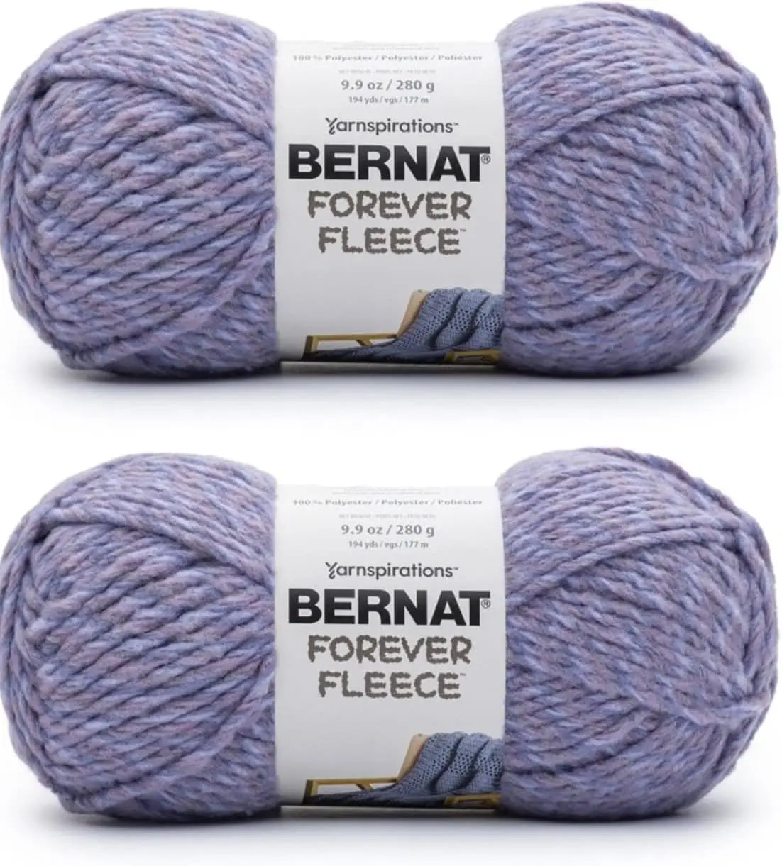 Super Bulky Fleece Yarn - 2 Pack, 280g Each, Polyester, Knitting & Crochet Projects