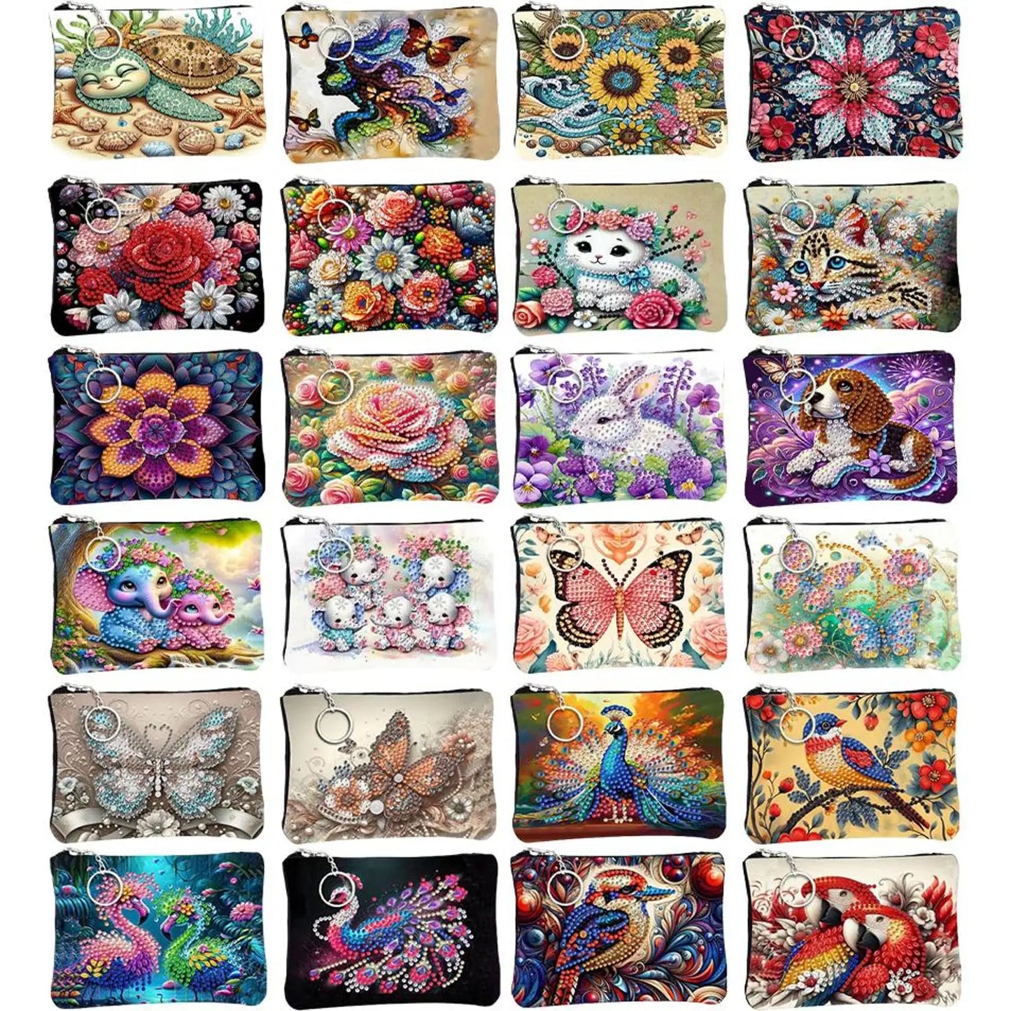DIY Diamond Painting Creative Rhinestone Handbag Zipper Closure 5D Diamond Painting Coin Pouch for Cash Carry Daily Use Travel