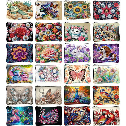 DIY Diamond Painting Creative Rhinestone Handbag Zipper Closure 5D Diamond Painting Coin Pouch for Cash Carry Daily Use Travel