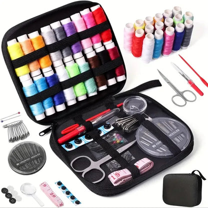 Portable Sewing Kit with Threads, Needles, Scissors, Buttons, Complete Sewing Tools Set for Home Travel Emergency Repair