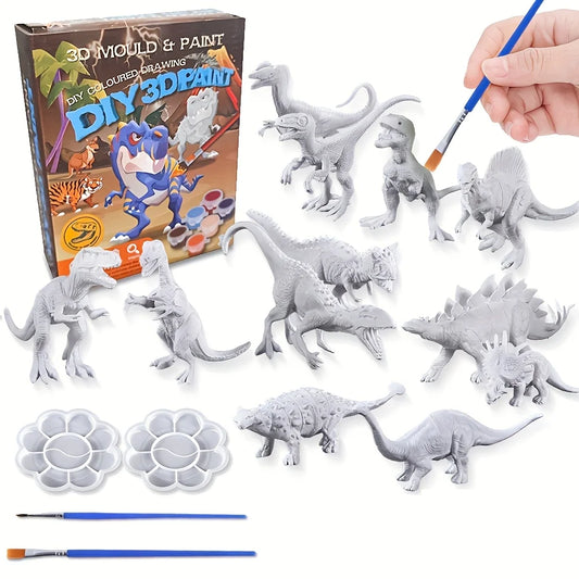 DIY Dinosaur Watercolor - Dinosaur Coloring Kit for Boys and Girls -3D Dinosaur Toy Set for Coloring, Children's Art DIY Paintin