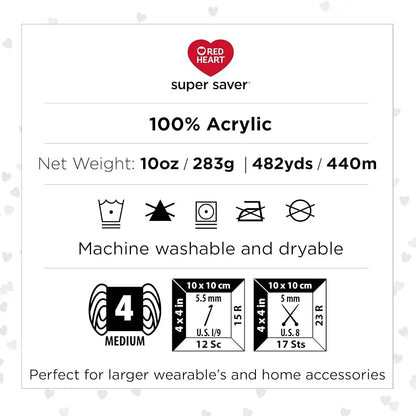 Super Saver Jumbo Icelandic Yarn - 2 Pack of 283g/10oz - Acrylic - 4 Medium (Worsted) - 482 Yards - Knitting/Crochet