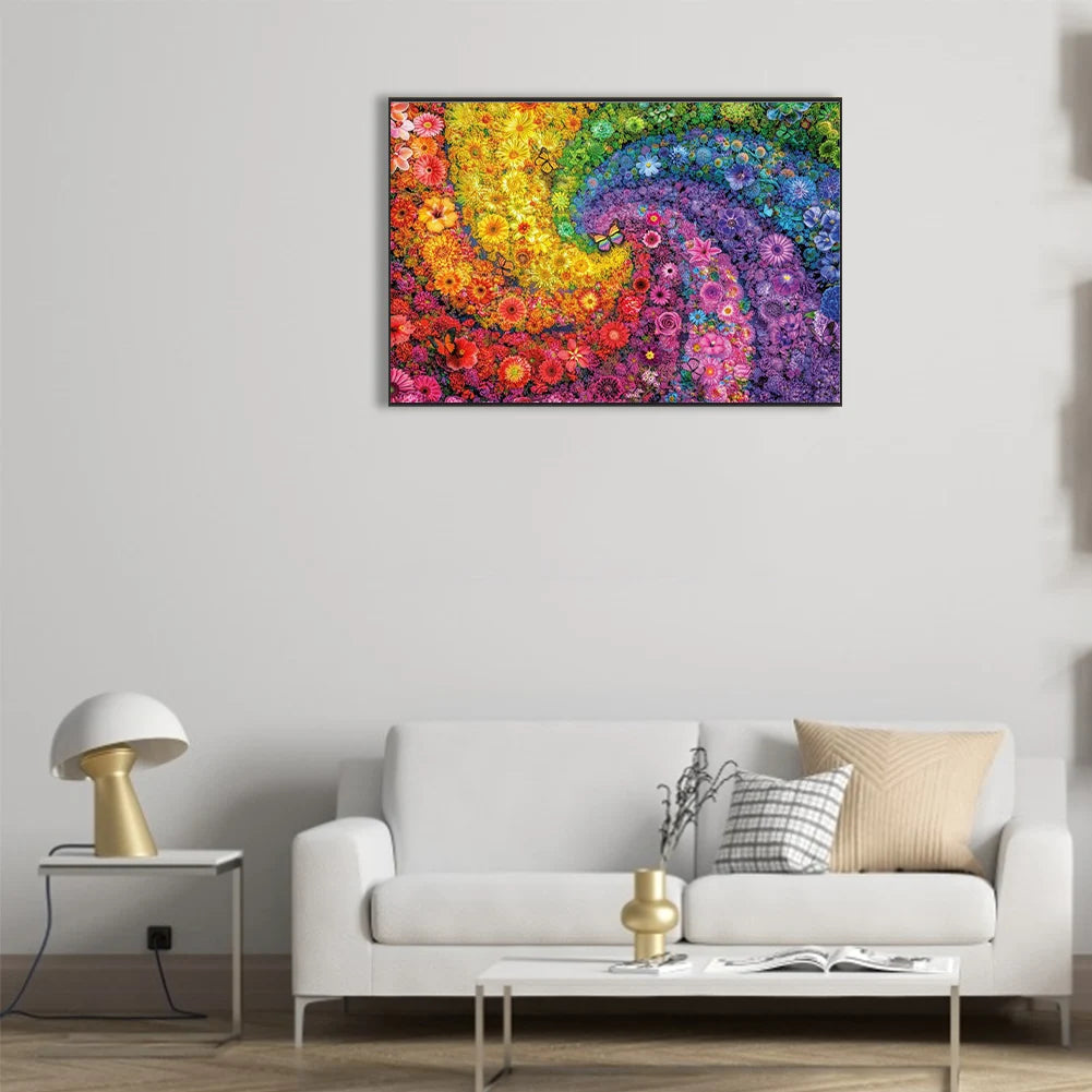 Flower Partial AB Diamond Round Drill DIY Diamond Painting Kit Decor 70x50cm