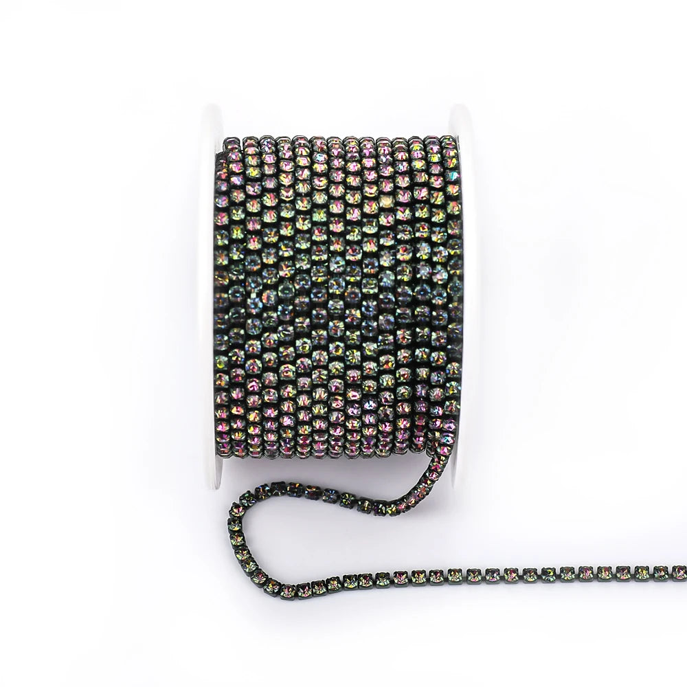 SS6 SS8 SS12 Sewing Red Glass Rhinestone Chain Trim Strass Cup Chain Crystal Ribbon Banding For Clothes DIY Crafts
