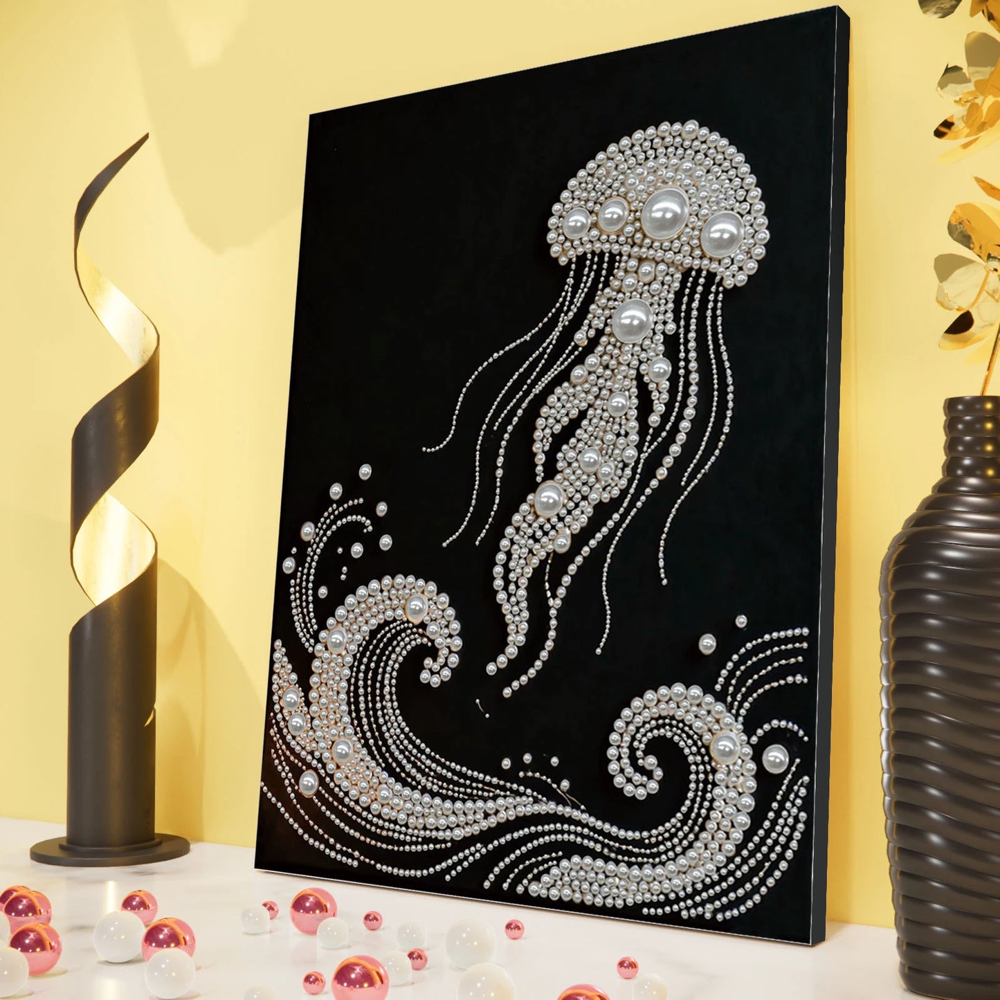 Pearl DIY Diamond Dots Paintings Picture Arts Craft 11.8x15.7inch with Frame for Adults/Beginners Gift Idea Home Decor