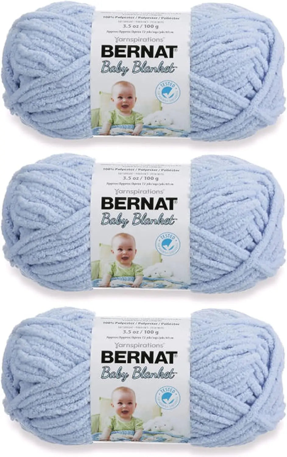 Super Bulky Baby Blue Yarn - 3 Pack, 100g Each, Polyester for Knitting and Crochet Projects