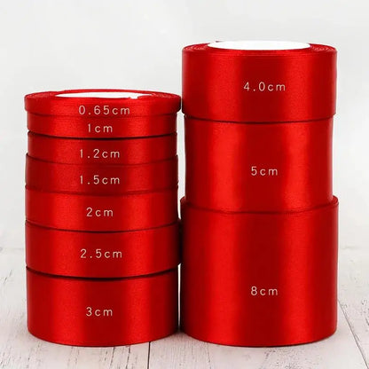 Red Satin Ribbon Wedding Christmas Halloween Party Decoration Gift Wrapping Scrapbooking Supplies DIY Bow Crafts Packing Tape/.，
