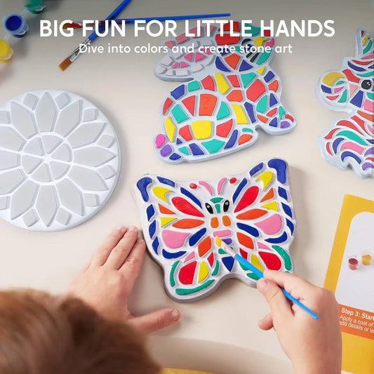 JOYFY Kids Stepping Stones Painting Kit Paint 5 Garden Stones Ceramic Garden Decor for Kids Birthday Christmas Gifts
