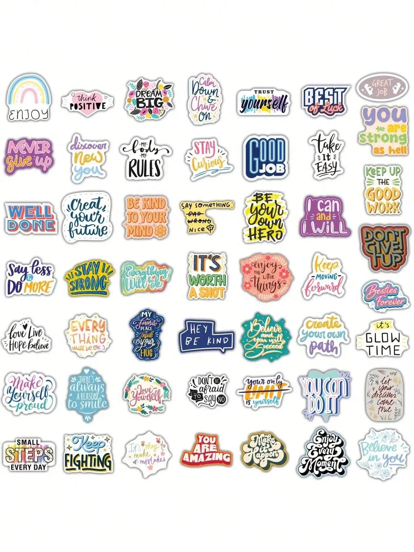 50/100Pcs Motivational Vinyl Stickers Pack f
