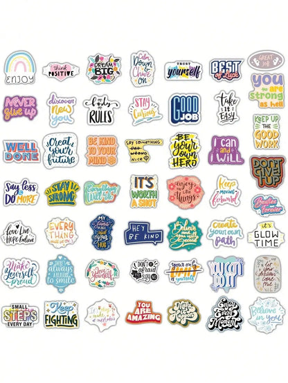 50/100Pcs Motivational Vinyl Stickers Pack f