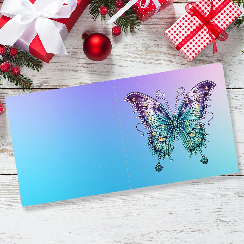 6 Pcs Diamond Drawing Card Butterfly Special Shape Diamond Painting Birthday Thank You Cards Kits Christmas for Adults and