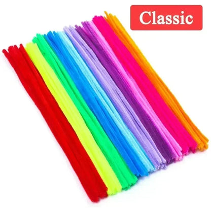 Wholesale Colorful Chenille Stems Pipe Cleaners Plush Tinsel Stem Wired Sticks Twist Stick Hair Strip DIY Craft Educational Toys