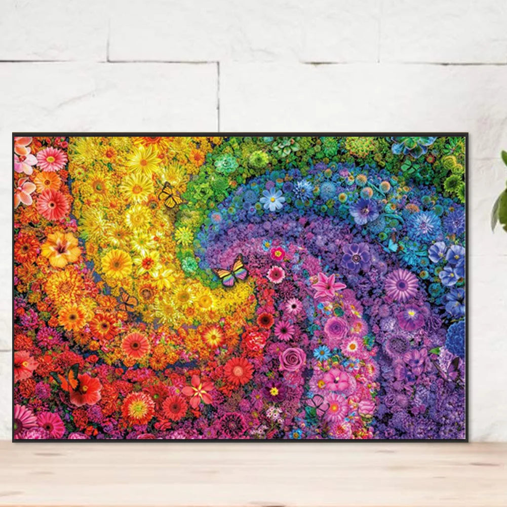 Flower Partial AB Diamond Round Drill DIY Diamond Painting Kit Decor 70x50cm