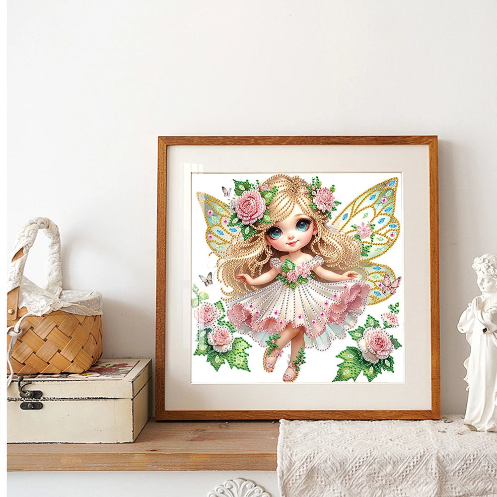 4Pcs 5D DIY Partial Special Shape Drill Diamond Painting Elf Fairy Decor 30x30cm