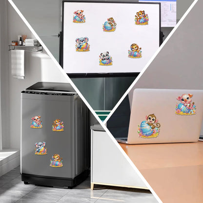 6Pcs Diamond Painting Kits DIY Diamond Art Refrigerator Magnets Diamond Art Magnets DIY Art Crafts for Adults Beginners