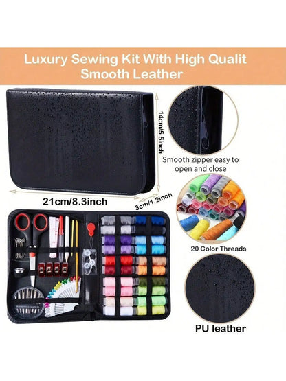 Large Portable Sewing Kit for Home, Complete Set. 20x14cm, with Threads, Needles, Scissors, Compact