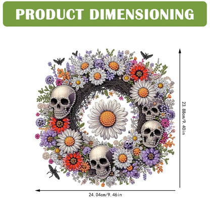 2D Flat Acrylic DIY Skull Wreath Hanging Diamond Art Kits Wall Door Decoration