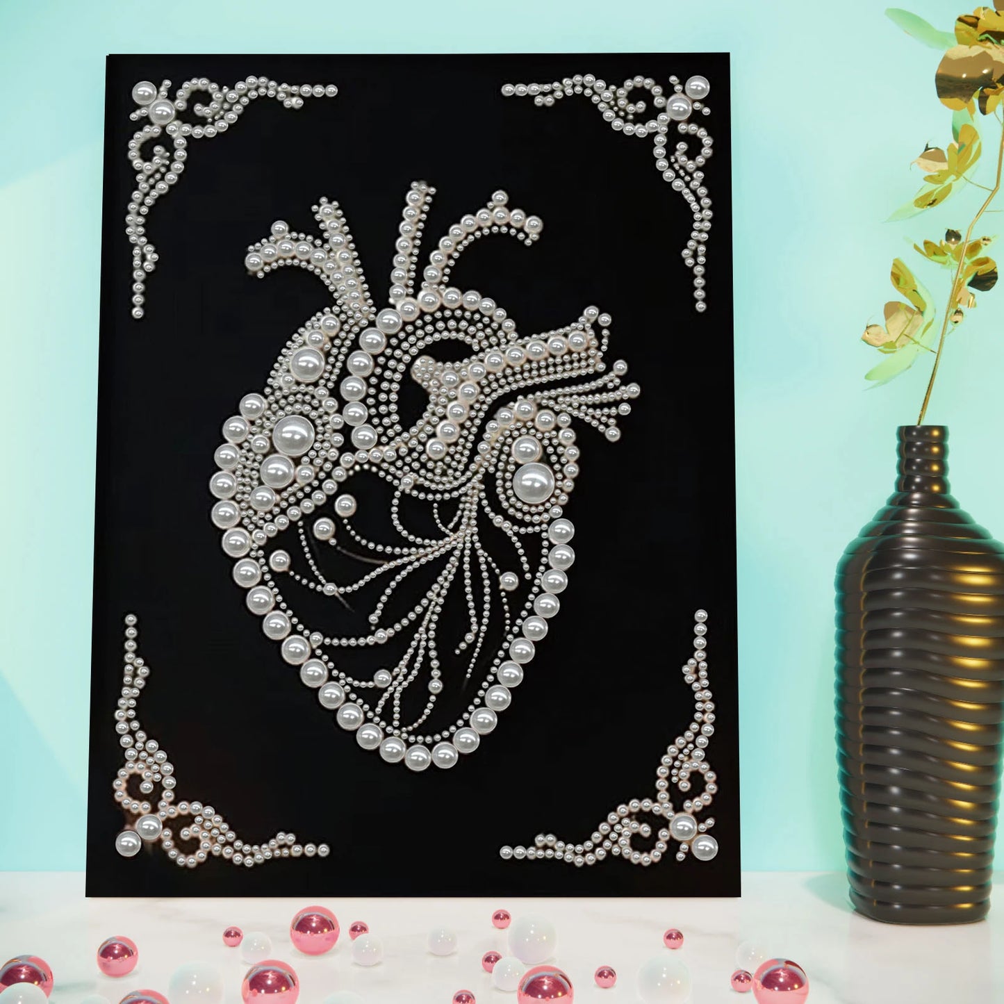 Pearl DIY Diamond Dots Paintings Picture Arts Craft 11.8x15.7inch with Frame for Adults/Beginners Gift Idea Home Decor