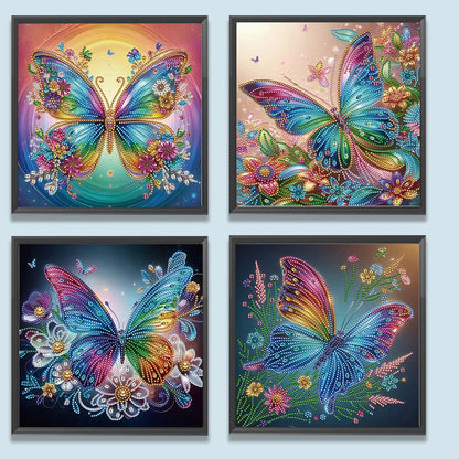 4pcs 30x30cm Butterfly 5D DIY Special Shape Crystal Partial Diamond Painting Kit