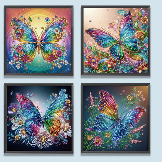 4pcs 30x30cm Butterfly 5D DIY Special Shape Crystal Partial Diamond Painting Kit